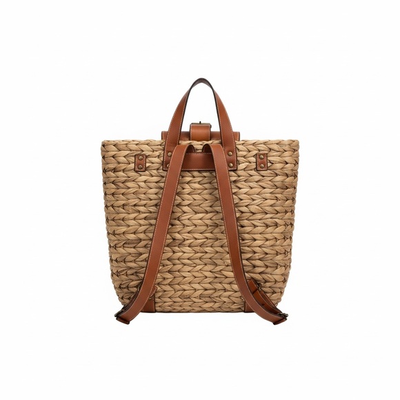 Natural Life Tan Woven Tote Bag/Back Pack - Picture 2 of 3